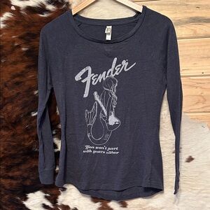 Fender Women's Blue Long Sleeve Tee Size Small
